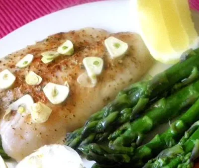 10-Minute Baked Halibut With Garlic-Butter