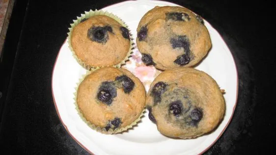 100% Whole Wheat Blueberry Muffins