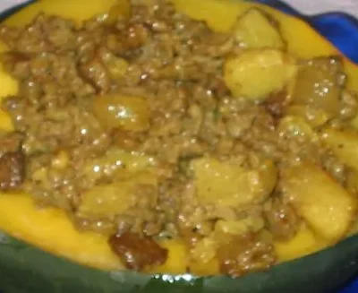 Acorn Squash Stuffed With Curried Meat