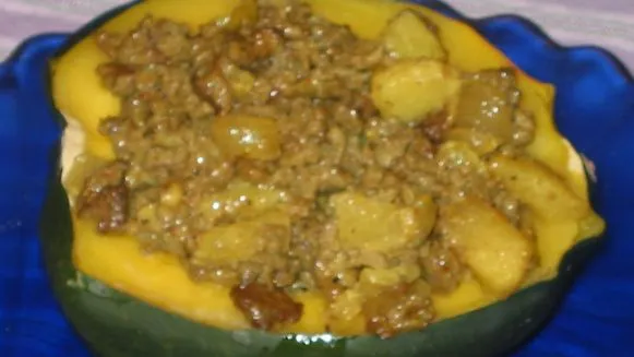 Acorn Squash Stuffed With Curried Meat