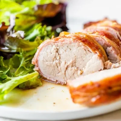 Air Fryer Bacon Wrapped Pork Tenderloin