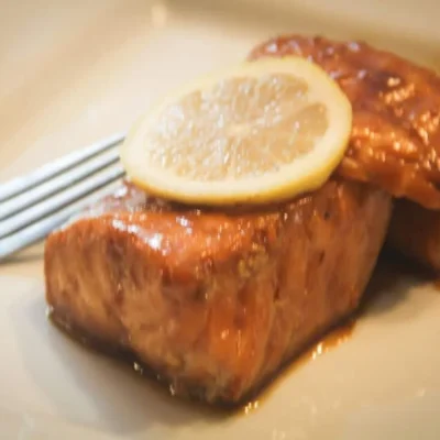 Air Fryer Salmon With Maple Soy Glaze