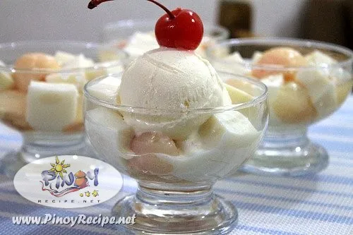 Almond Jelly With Fruit Salad