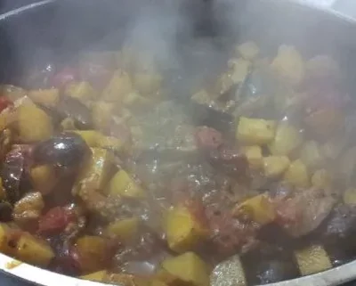 Alu Brinjal: Simple Indian Dish