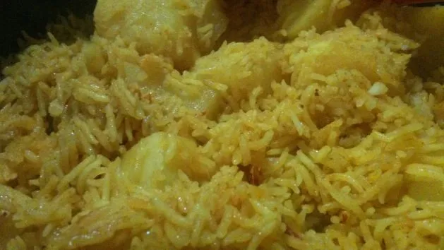 Aromatic Spiced Potato Rice Pilaf (Tahiri Aloo Walay Recipe)