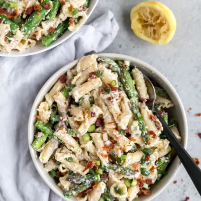 Asparagus Pasta Salad With A Creamy Lemon