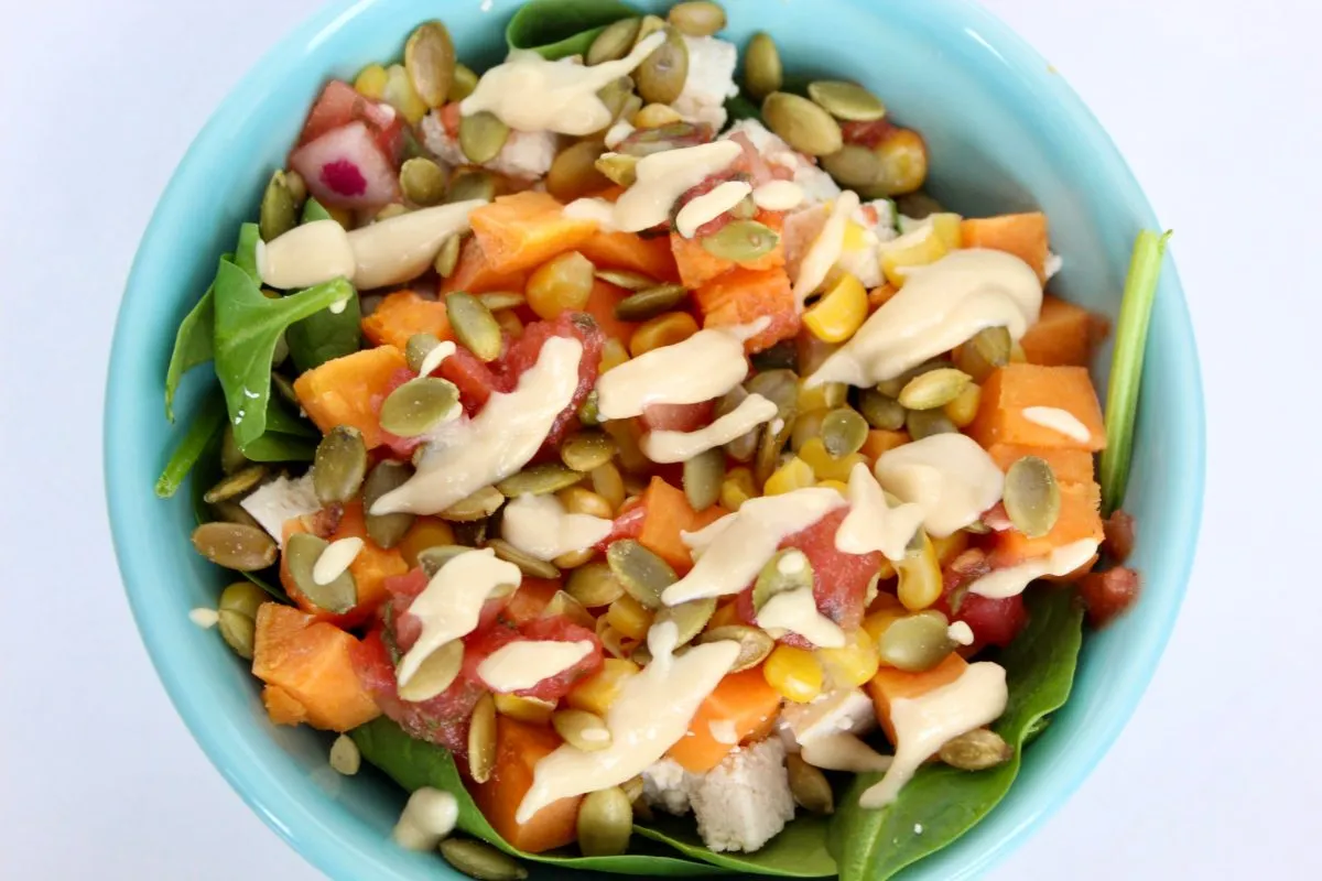 Autumn-Inspired Sweet Potato, Pumpkin, and Tofu Salad Recipe