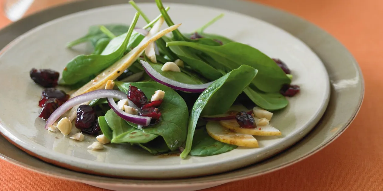 Baby Spinach, Pear And Walnut Salad