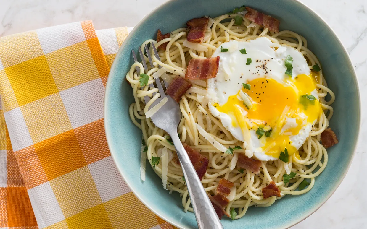 Bacon And Egg Spaghetti