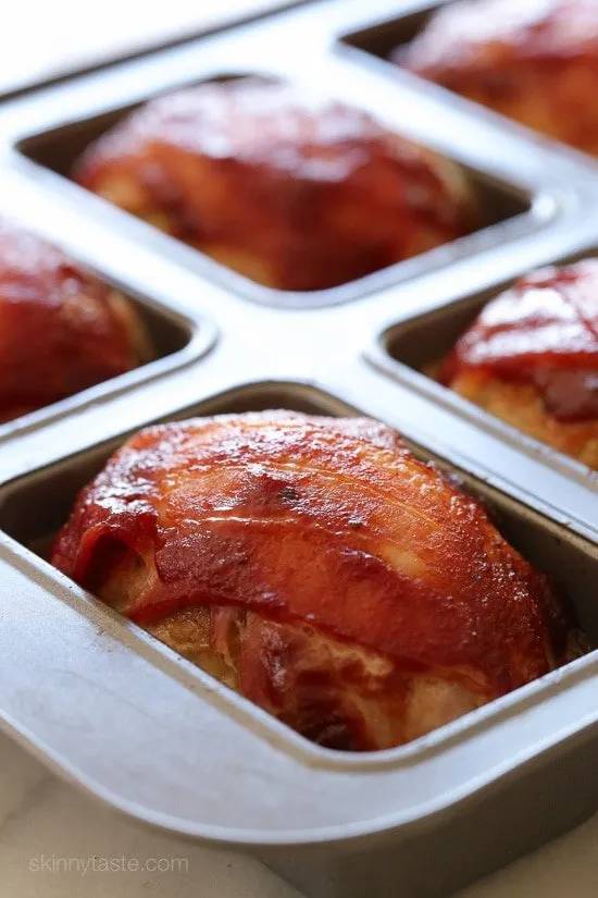 Bacon Topped Petite Turkey Meatloaf With Bbq Sauce