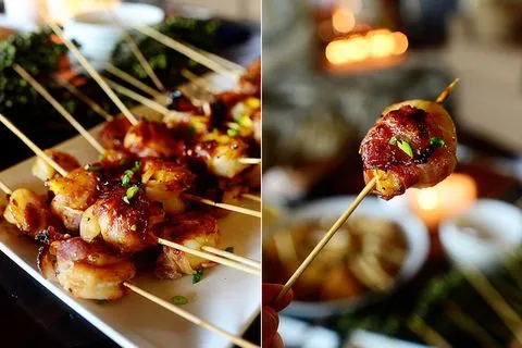 Bacon Wrapped Mushroom Kabobs / Kebabs