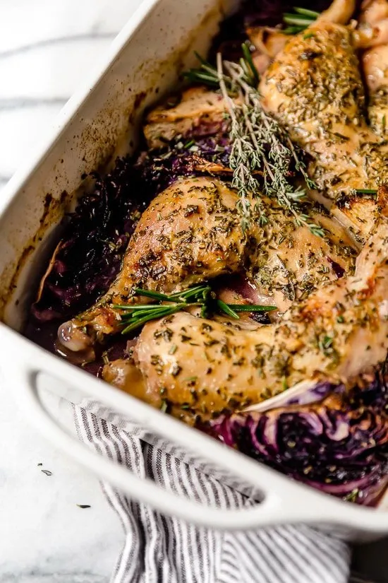 Baked Apple Cider Chicken And Cabbage