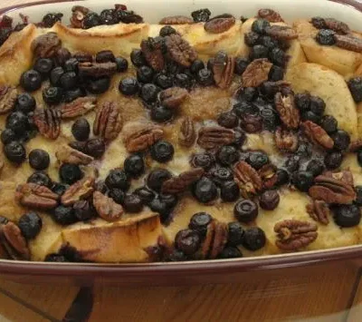 Baked Blueberry- Pecan French Toast With