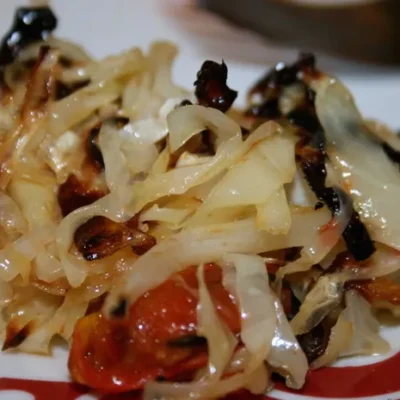 Baked Cabbage And Fresh Tomatoes