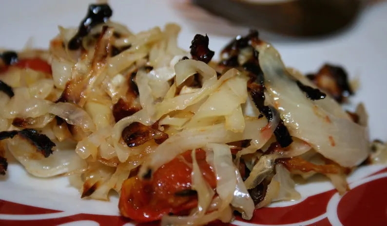 Baked Cabbage And Fresh Tomatoes