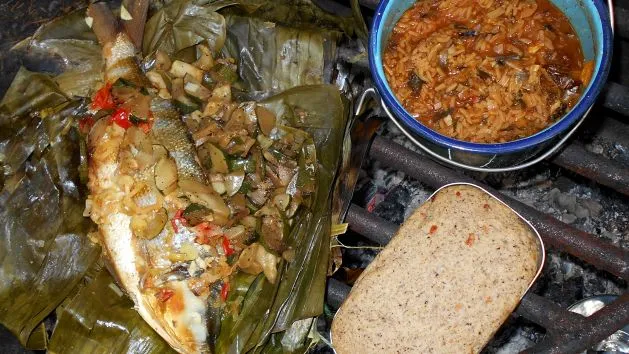 Baked Fish Wrapped In Banana Leaves