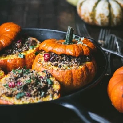 Baked Pumpkins With Wild Rice Stuffing