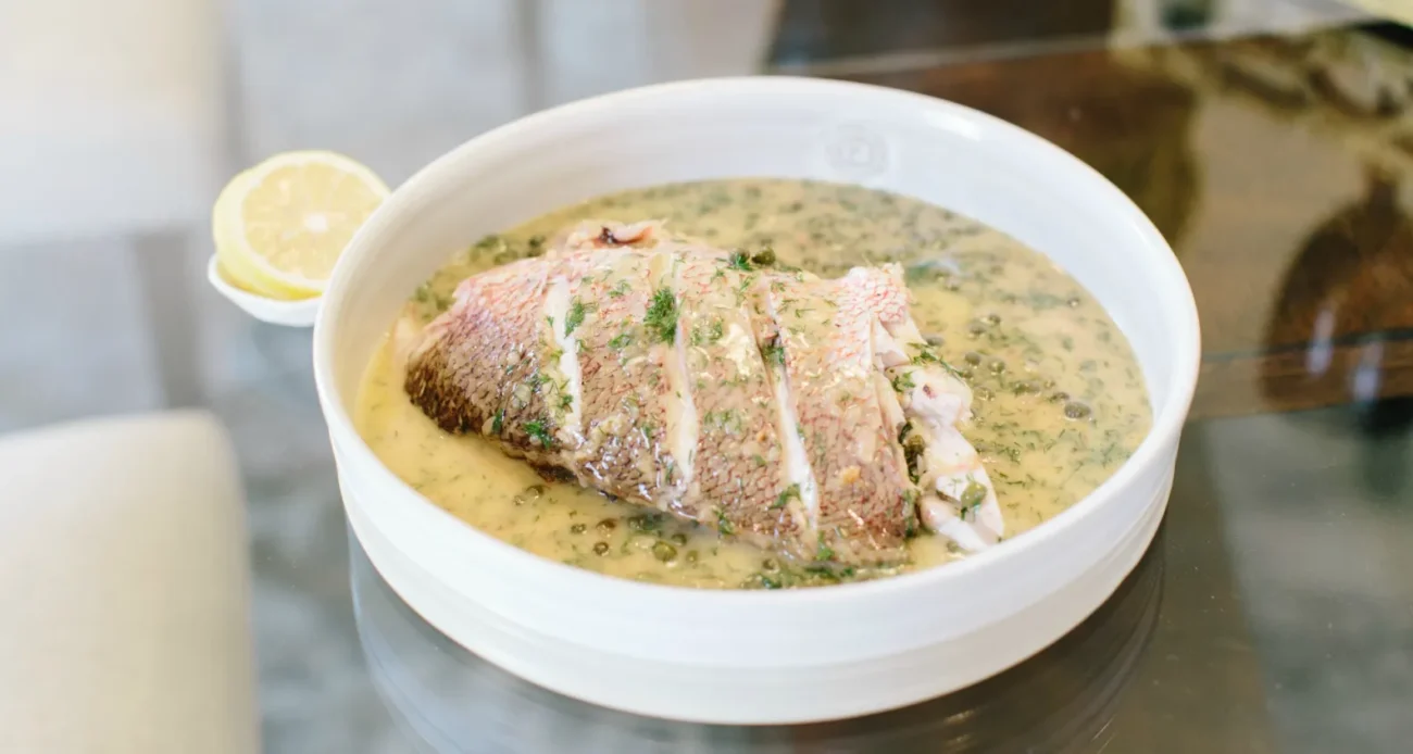 Baked Red Snapper In Dill Sauce