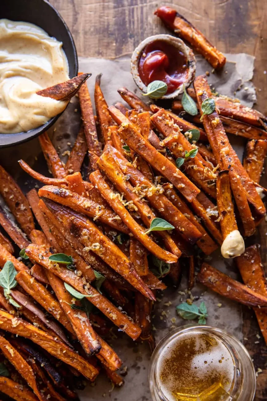 Baked Seasoned Fries With Skinny Garlic Aioli