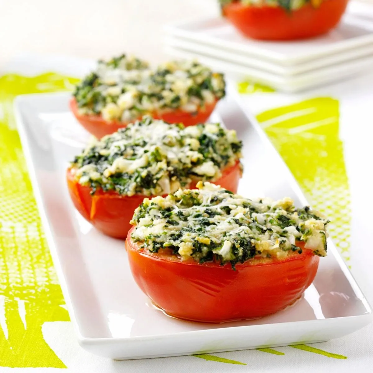 Baked Spinach Topped Tomatoes