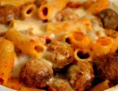 Baked Ziti And Meatball Casserole