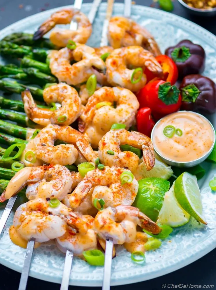 Bang Bang Grilled Shrimp Skewers