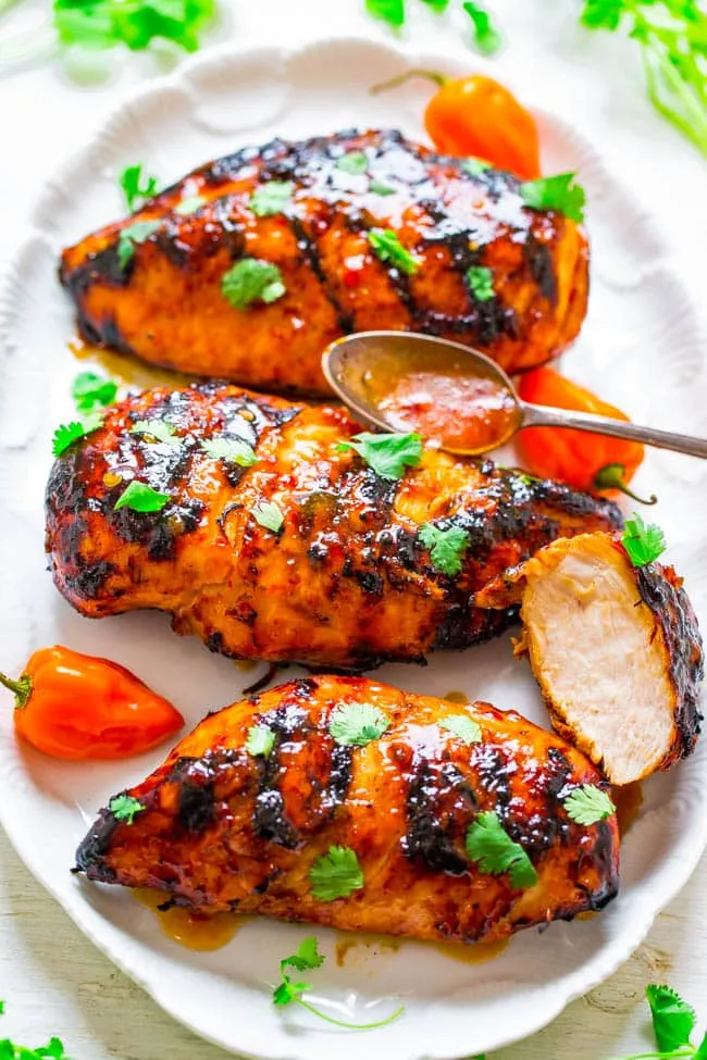 Barbecued Chicken Breasts With Spicy Peach