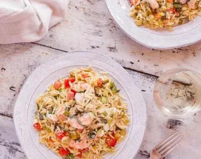 Basil Shrimp With Feta And Orzo