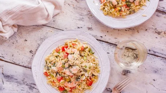 Basil Shrimp With Feta And Orzo