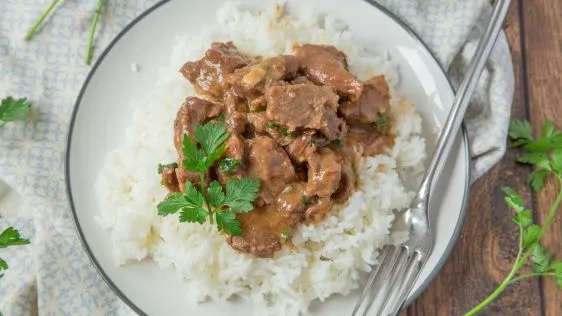 Beef Tips On Rice – Pressure Cooker