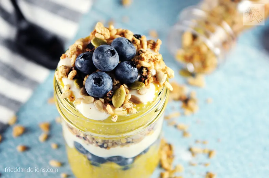 Blueberry, Mango And Ginger Parfait