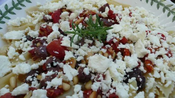 Bow Tie Pasta With Feta, Pine Nuts And Tomatoes