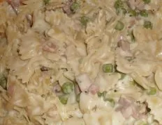 Bow Ties Alfredo With Ham And Peas Or