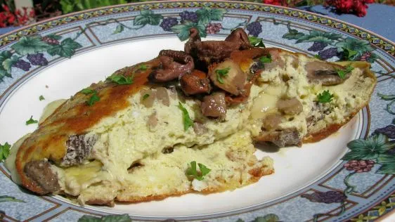 Brie and Mushroom Stuffed Souffle Omelet Recipe