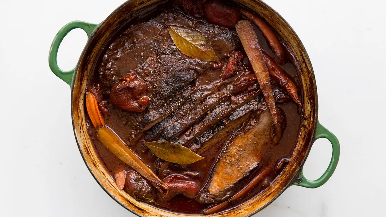 Brisket With Apple, Wine, Carrots And