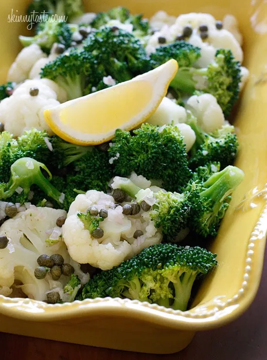 Broccoli And Cauliflower Salad With Capers In Lemon Vinaigrette