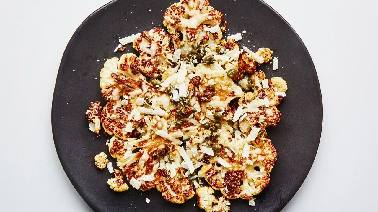 Broccoli And Cauliflower Salad With Capers In Lemon Vinaigrette