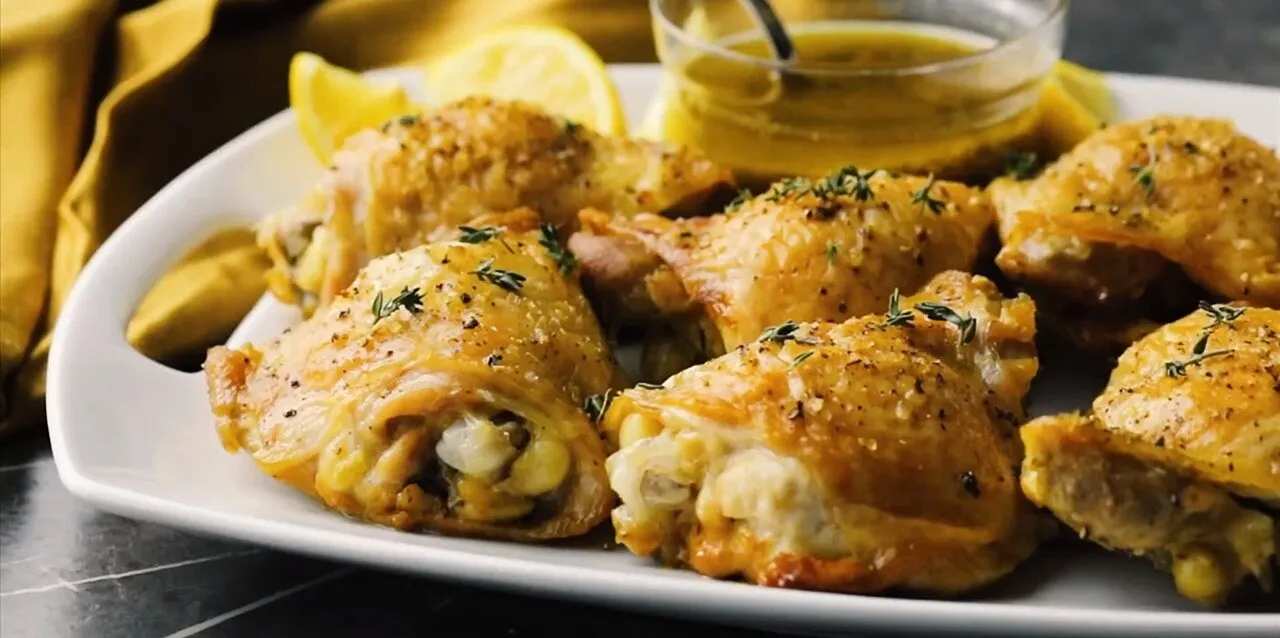 Broiled Chicken With Oil, Lemon, And Garlic Sauce