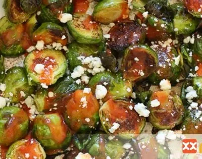 Buffalo Brussels Sprouts With Crumbled Blue Cheese