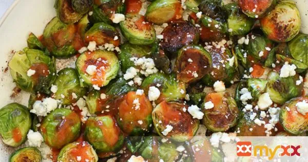 Buffalo Brussels Sprouts With Crumbled Blue Cheese