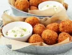 Buffalo Chicken Cheese Balls With Blue Cheese Dip