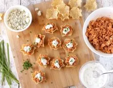 Buffalo Chicken Filled Tortilla Cups