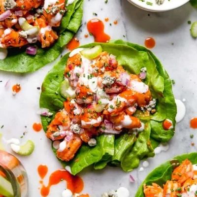 Buffalo Shrimp Lettuce Wraps