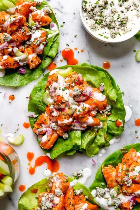 Buffalo Shrimp Lettuce Wraps