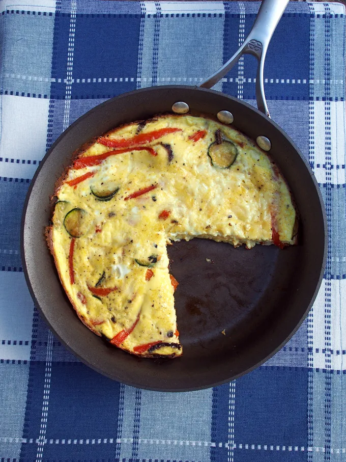 Caramelized Onion, Red Pepper And Zucchini Frittata