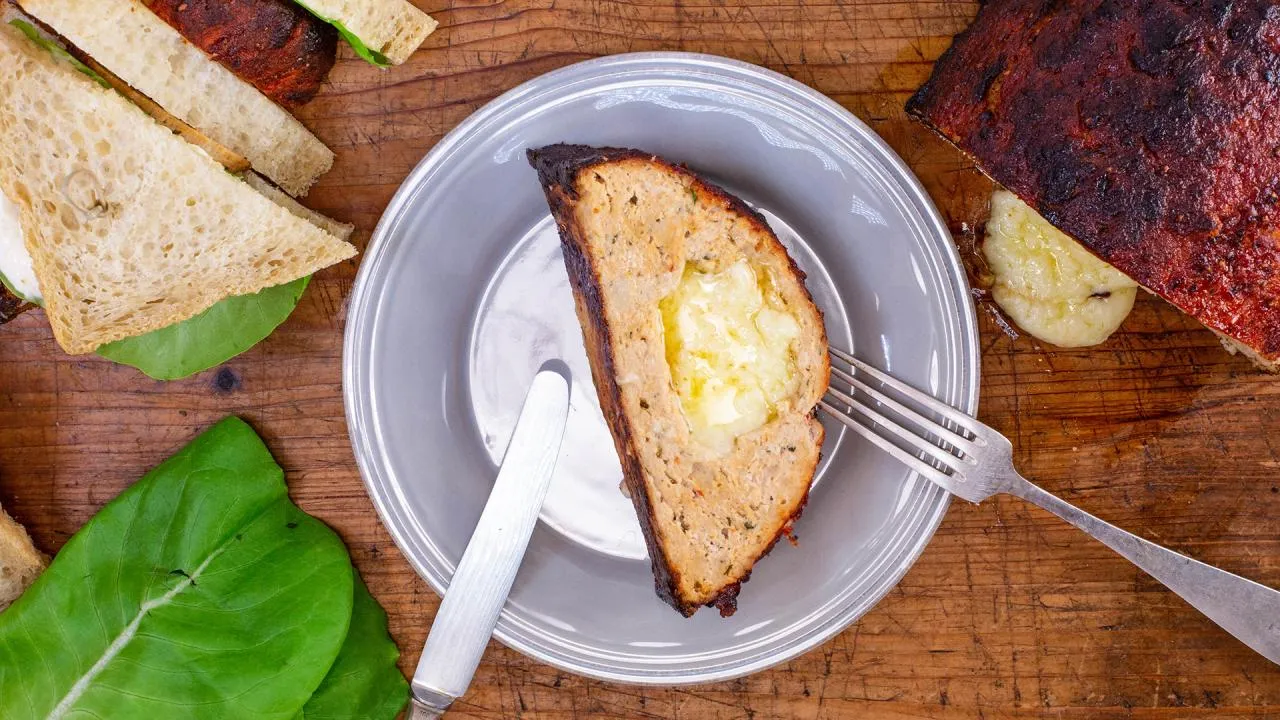 Cheese Stuffed Turkey Meatloaf