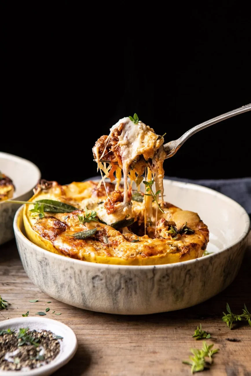 Cheesy Baked Spaghetti Squash Boats With Grilled Chicken