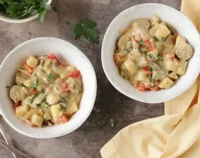 Cheesy Brat Stew For The Slow Cooker