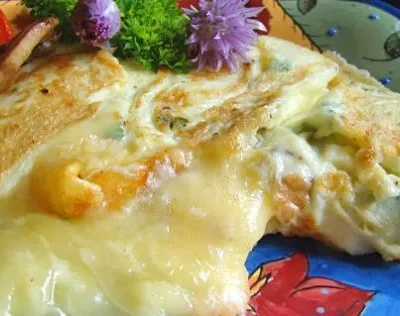 Cheesy Chive Blossom Omelet