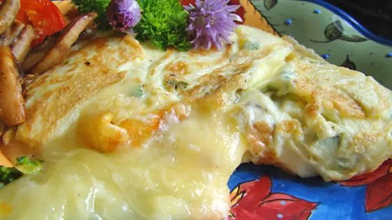 Cheesy Chive Blossom Omelet